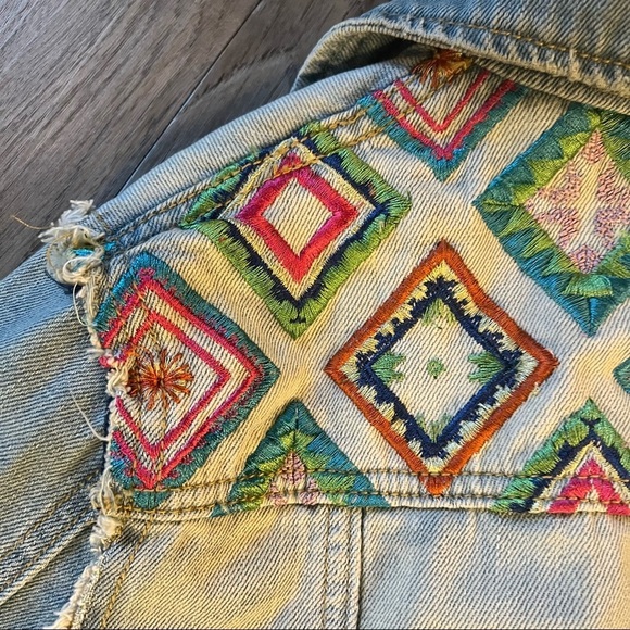 Denim Jacket With Neon Embroidery​ - Picture 2 of 6